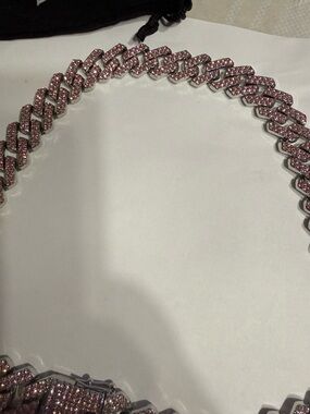 Invicta Elements Men's XL Drip Chain Necklace, Rosé Chrome- Hand Placed Pave